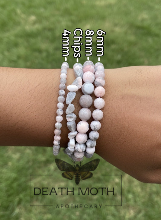 Pink Zebra Jasper Crystal Bracelet (Matte)