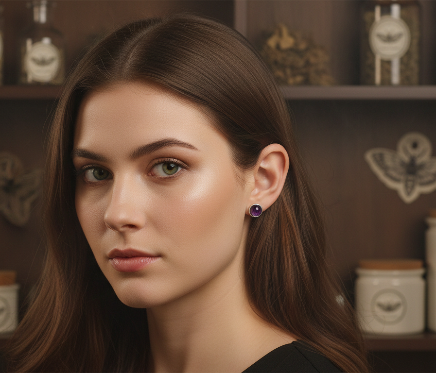 Amethyst, Green Aventurine, and Rose Quartz Stud Earrings (Individual & Trio Set)