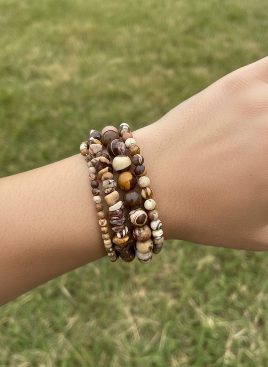 Brown Zebra Jasper Crystal Bracelet