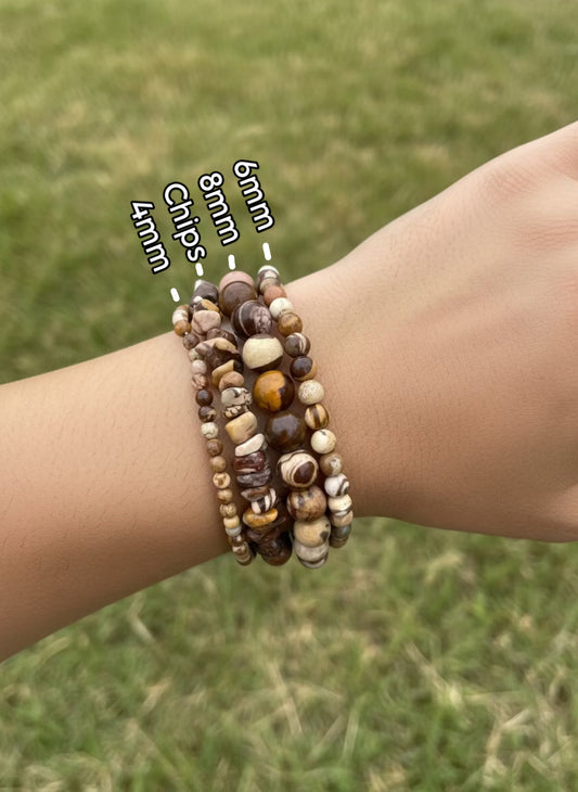 Brown Zebra Jasper Crystal Bracelet
