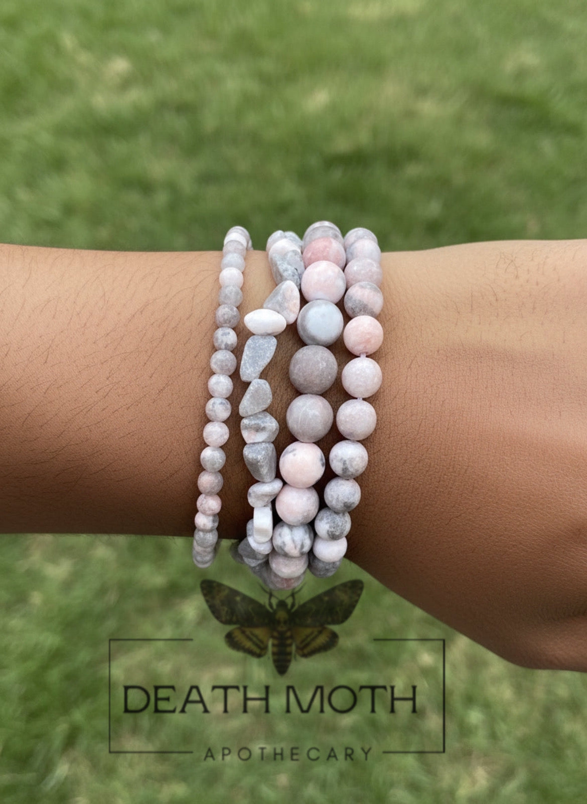 Pink Zebra Jasper Crystal Bracelet (Matte)